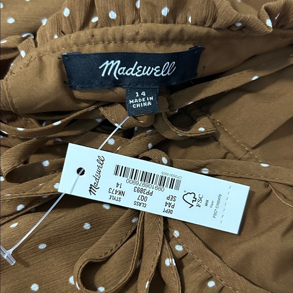 Madewell Sophia Cami Tiered Midi Dress in Dot Brown Polka Dot Sz 14 NEW - Picture 11 of 11